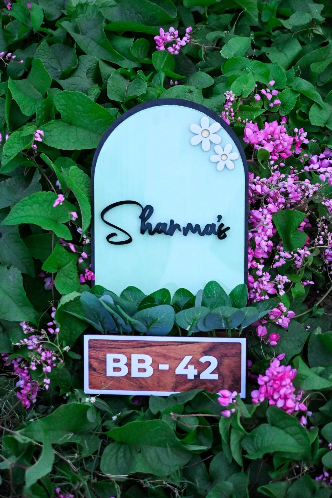 House Name Planter Lavender & Aqua Green And Maroon