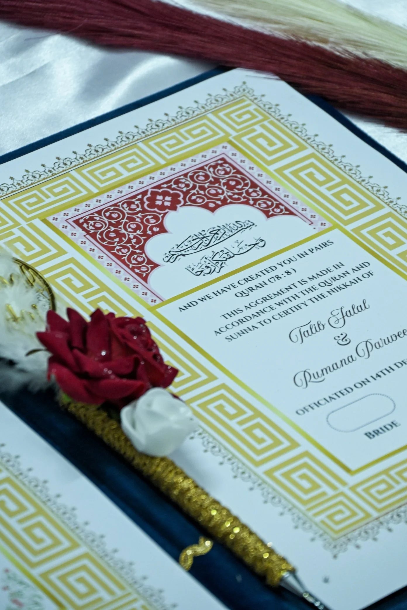 Star Design Nikah Nama Navy Blue & Red