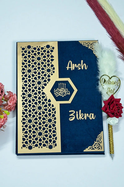 Star Design Nikah Nama Navy Blue & Red