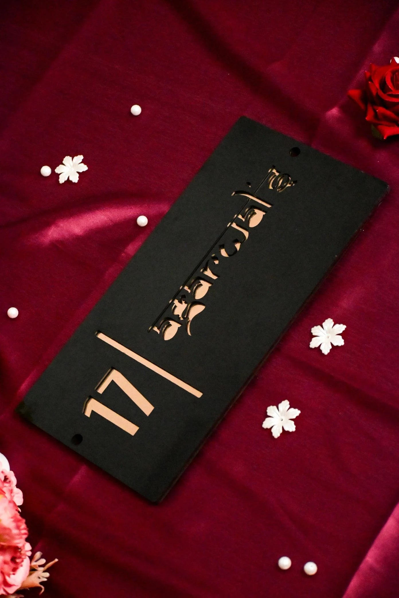 House Name Plate White & Black