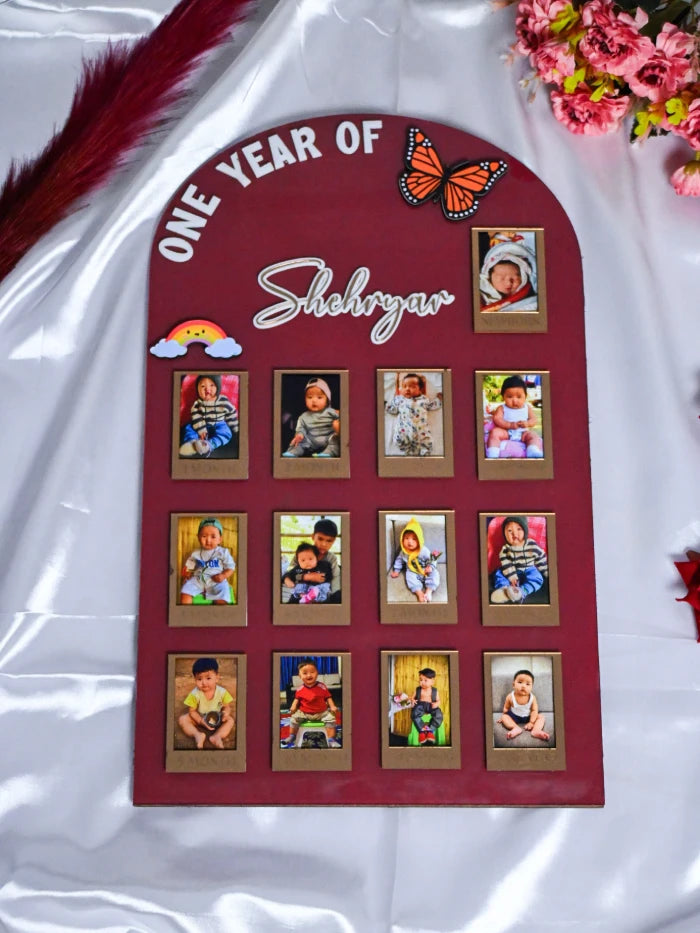 Custom Baby's First Year Photo Display | Modern Arch Monthly Milestone Board