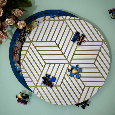 Photo Personalized Round Vintage Retreat MDF Wood Puzzle