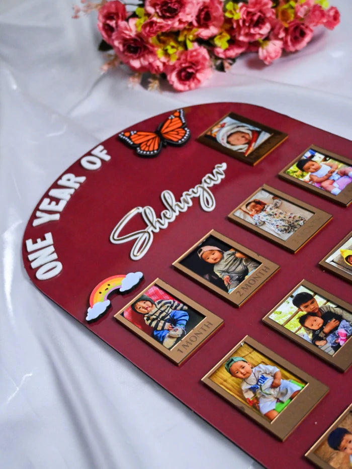 Custom Baby's First Year Photo Display | Modern Arch Monthly Milestone Board