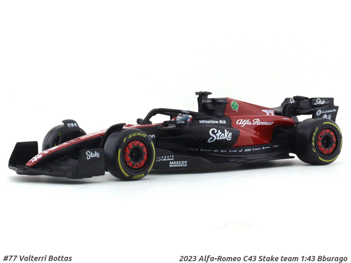 Bburago - 1/43 Scale Model 2023 Alfa-Romeo C43 Stake team Valterri Bottas Formula 1