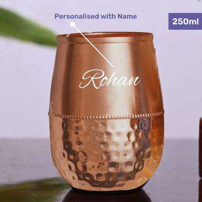 Customized Diwali Gift Combo- 2 Copper glass jar, Almonds (101g),Metal Candle-Golden