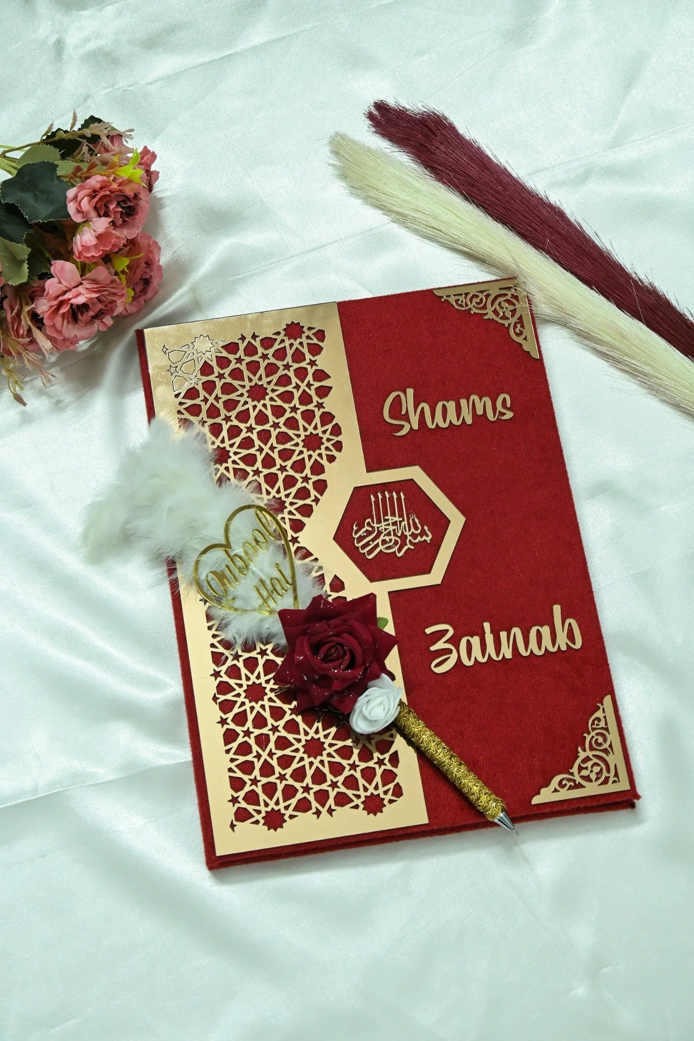 Star Design Nikah Nama Navy Blue & Red