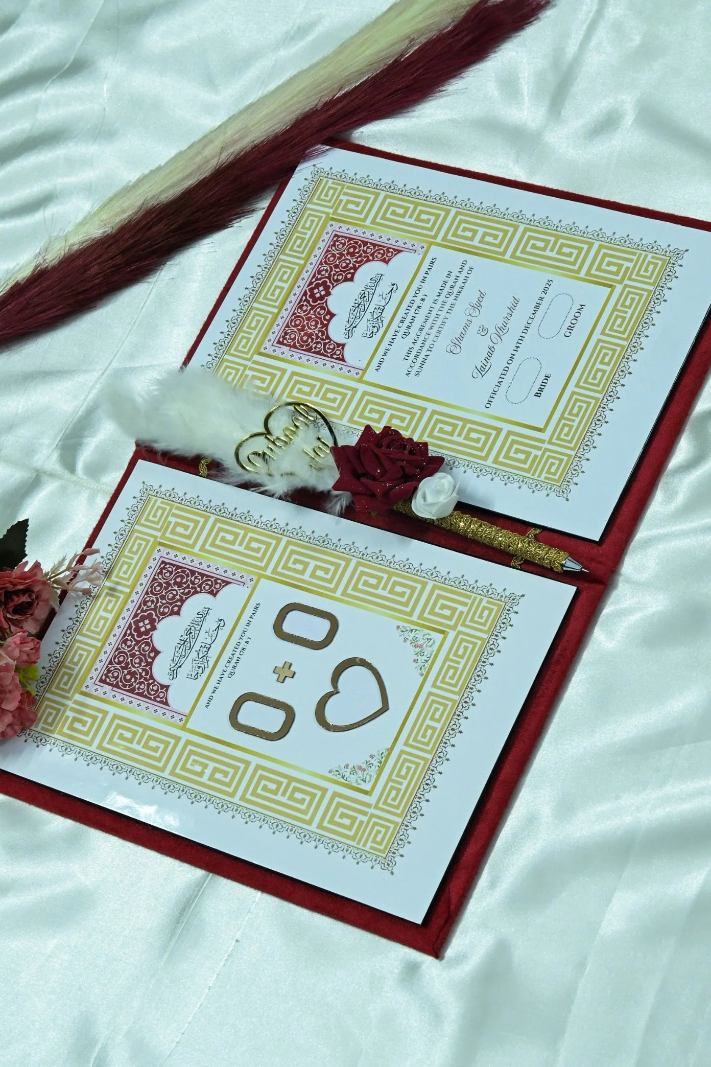 Star Design Nikah Nama Navy Blue & Red