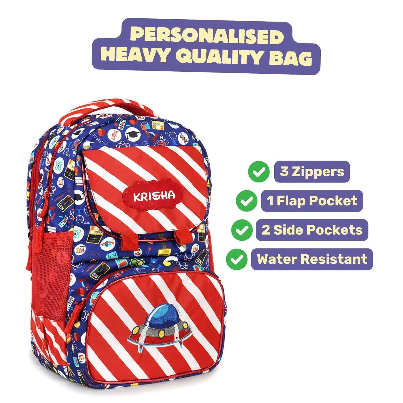 Your Gift Studio Space Print Kids Backpack, Tiffin, Fork, Spoon & Bottle Customised Hamper