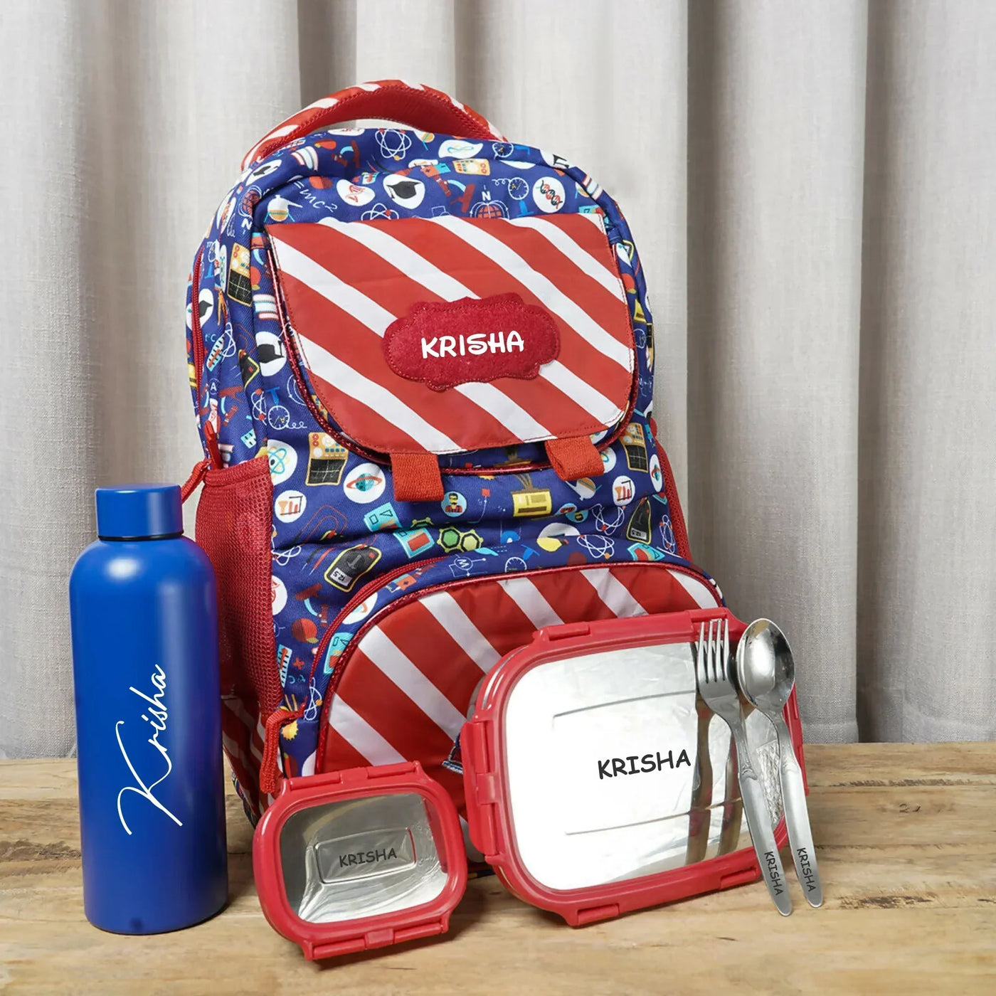 Your Gift Studio Space Print Kids Backpack, Tiffin, Fork, Spoon & Bottle Customised Hamper