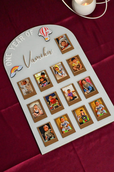 Custom Baby's First Year Photo Display | Modern Arch Monthly Milestone Board