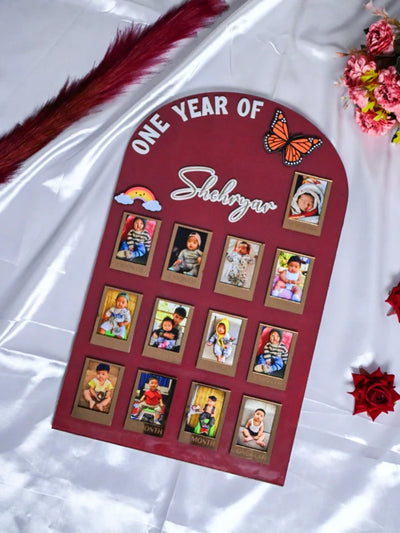 Custom Baby's First Year Photo Display | Modern Arch Monthly Milestone Board