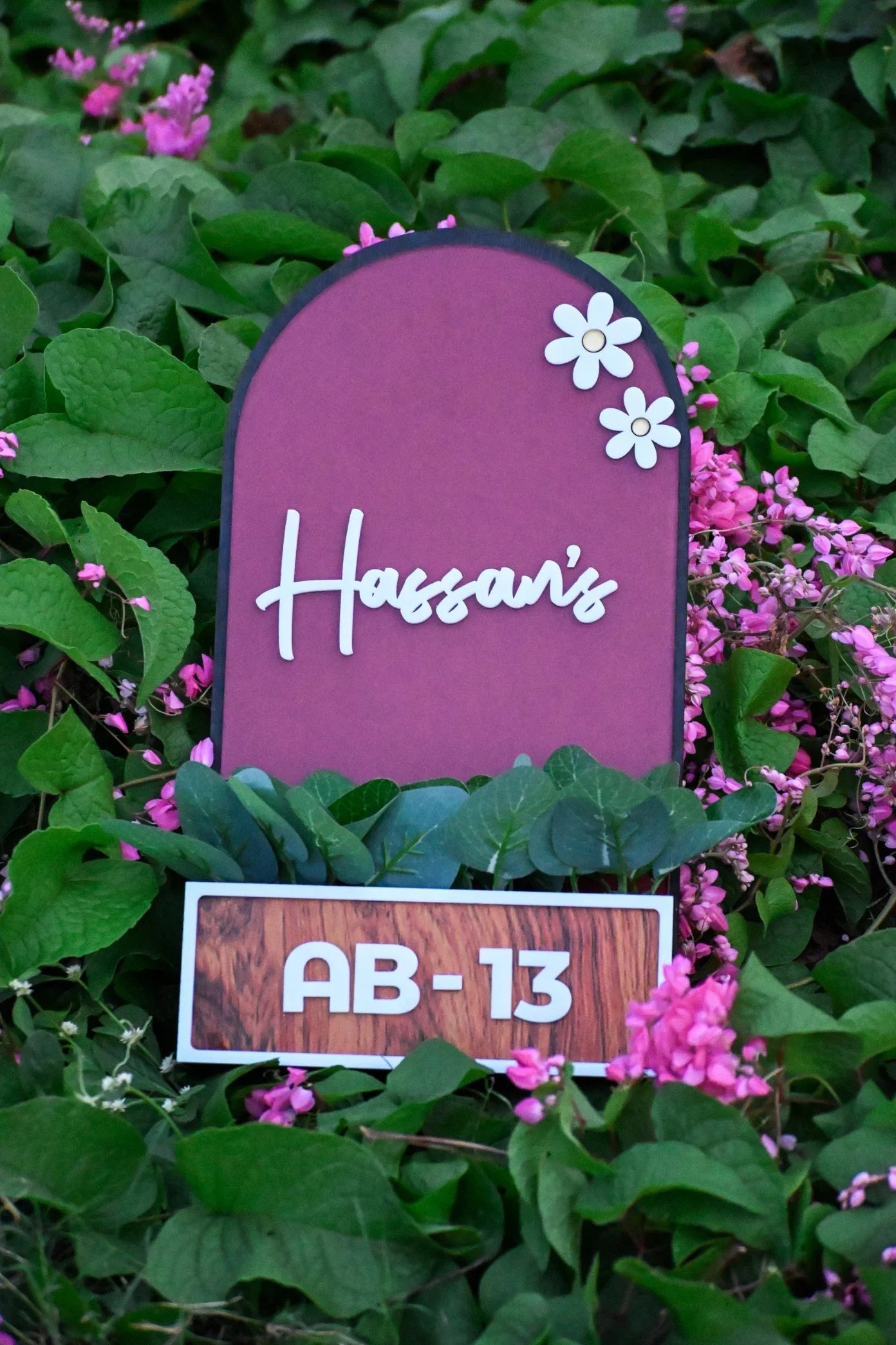 House Name Planter Lavender & Aqua Green And Maroon