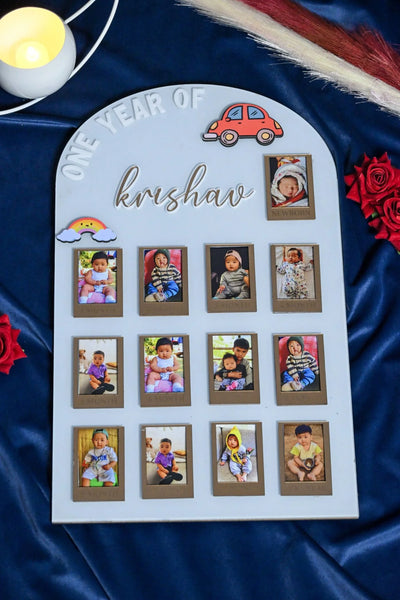 Custom Baby's First Year Photo Display | Modern Arch Monthly Milestone Board