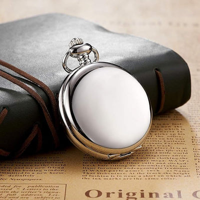 Antique Steel-Polished Pocket Watch Keychain
