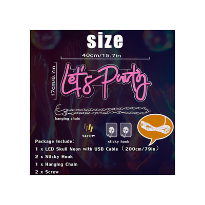 Lets Party Neon Sign -USB Decoration