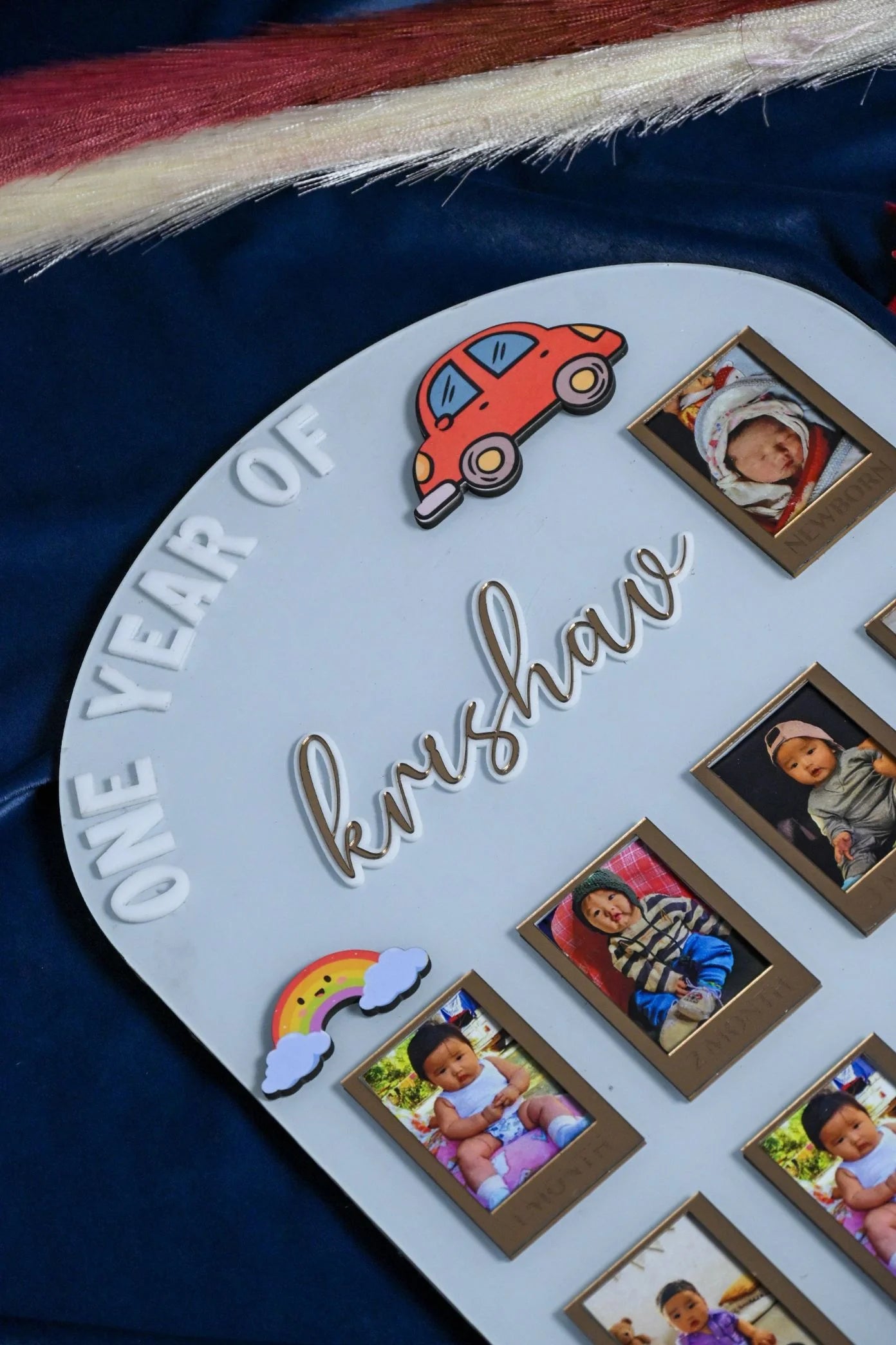 Custom Baby's First Year Photo Display | Modern Arch Monthly Milestone Board