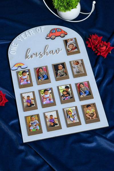 Custom Baby's First Year Photo Display | Modern Arch Monthly Milestone Board