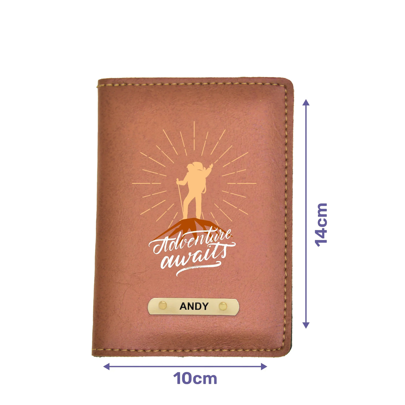 Adventure Awaits Print Personalised Nexon Passport Cover - Brown
