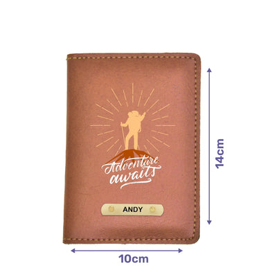 Adventure Awaits Print Personalised Nexon Passport Cover - Brown