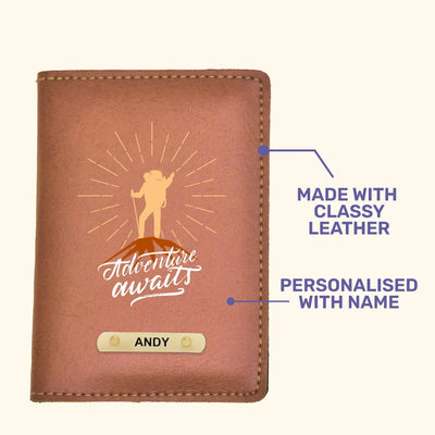Adventure Awaits Print Personalised Nexon Passport Cover - Brown