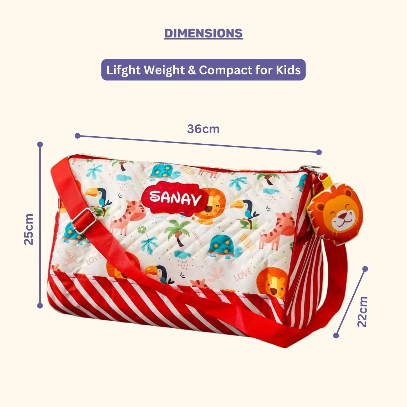 Your Gift Studio Animal Print Kids Customised Duffle Bag (Orange)