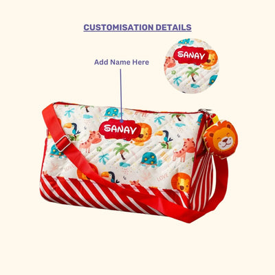 Your Gift Studio Animal Print Kids Customised Duffle Bag (Orange)