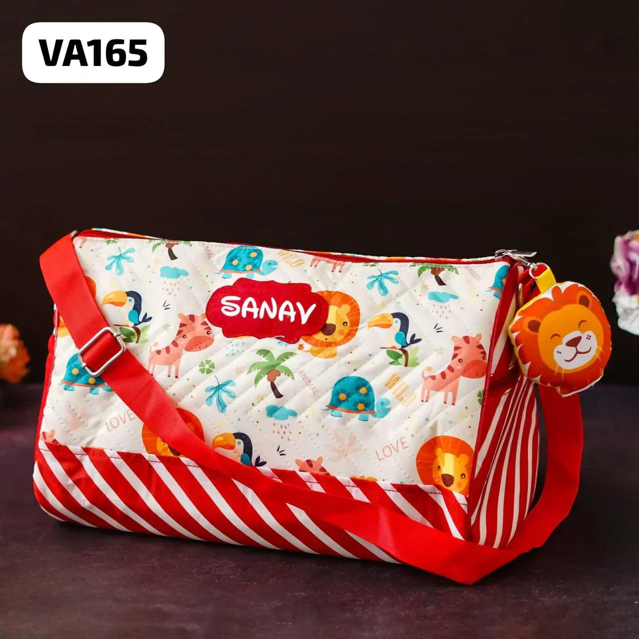 Your Gift Studio Animal Print Kids Customised Duffle Bag (Orange)