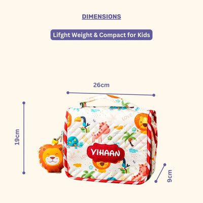 Your Gift Studio Animal Print Customised Multipurpose Travel Kit For Kids (Red)