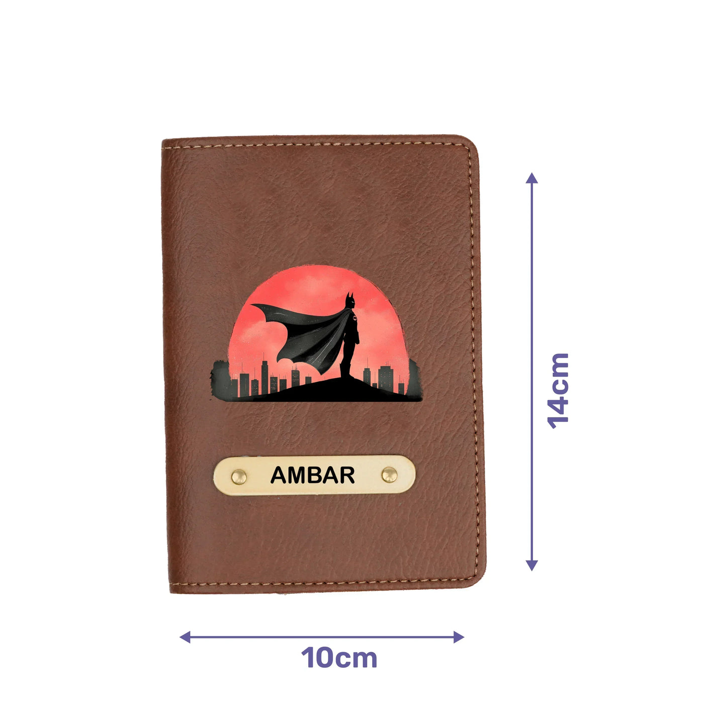 Batman Print Personalised Nexon Passport Cover - Brown