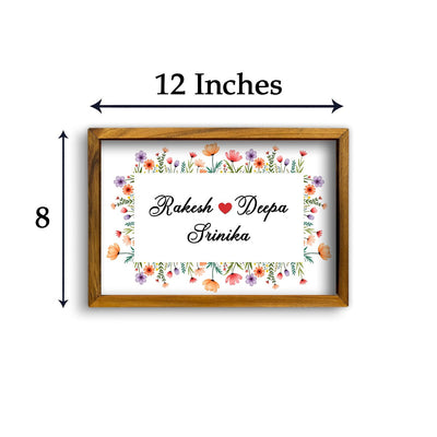 Customized 3D Floral Printed Name Plate With Frame