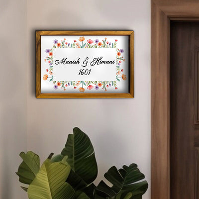 Customized 3D Floral Printed Name Plate With Frame