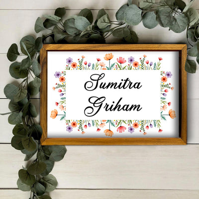 Customized 3D Floral Printed Name Plate With Frame
