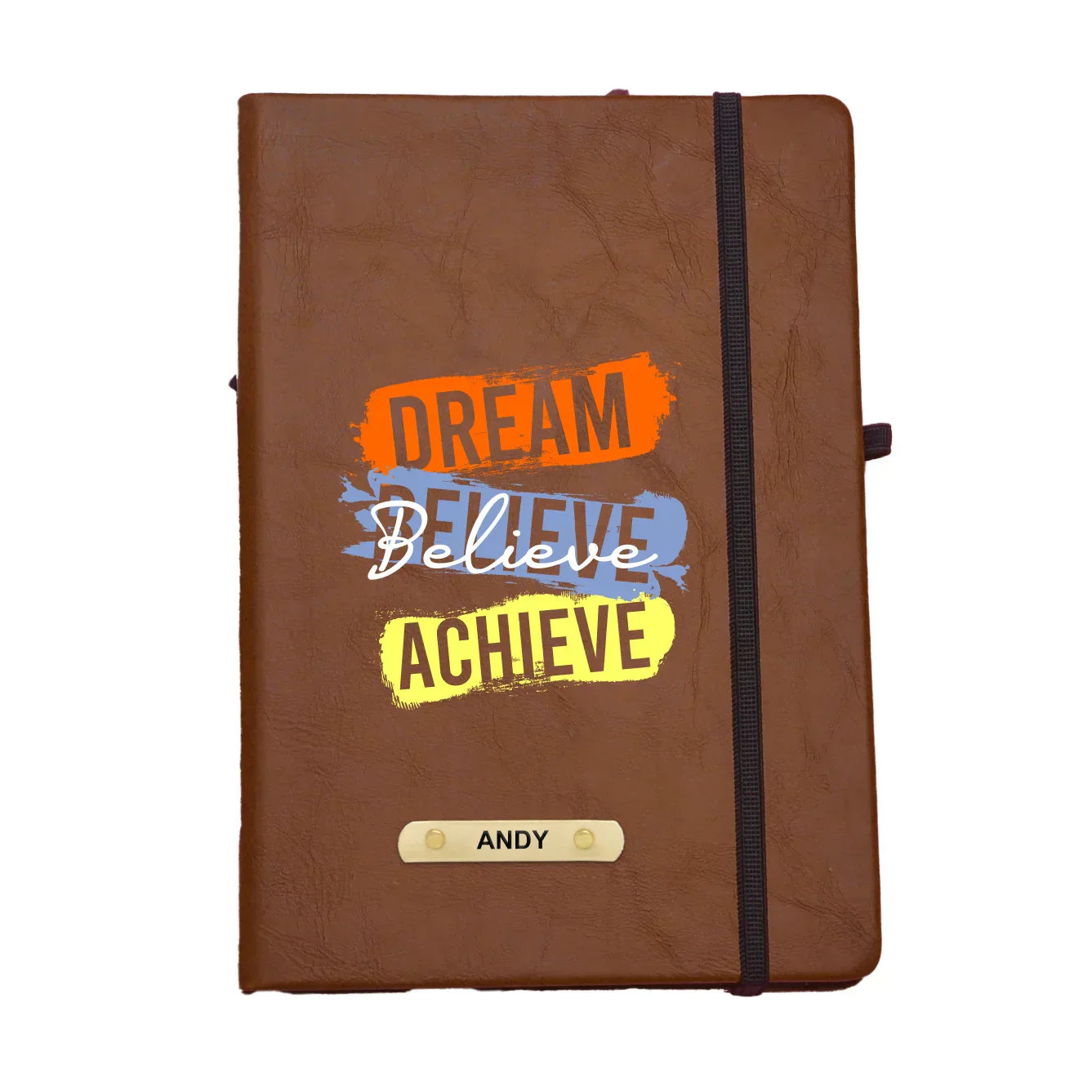 Dream Believe Achieve Printed Hard Cover Diary - Tan