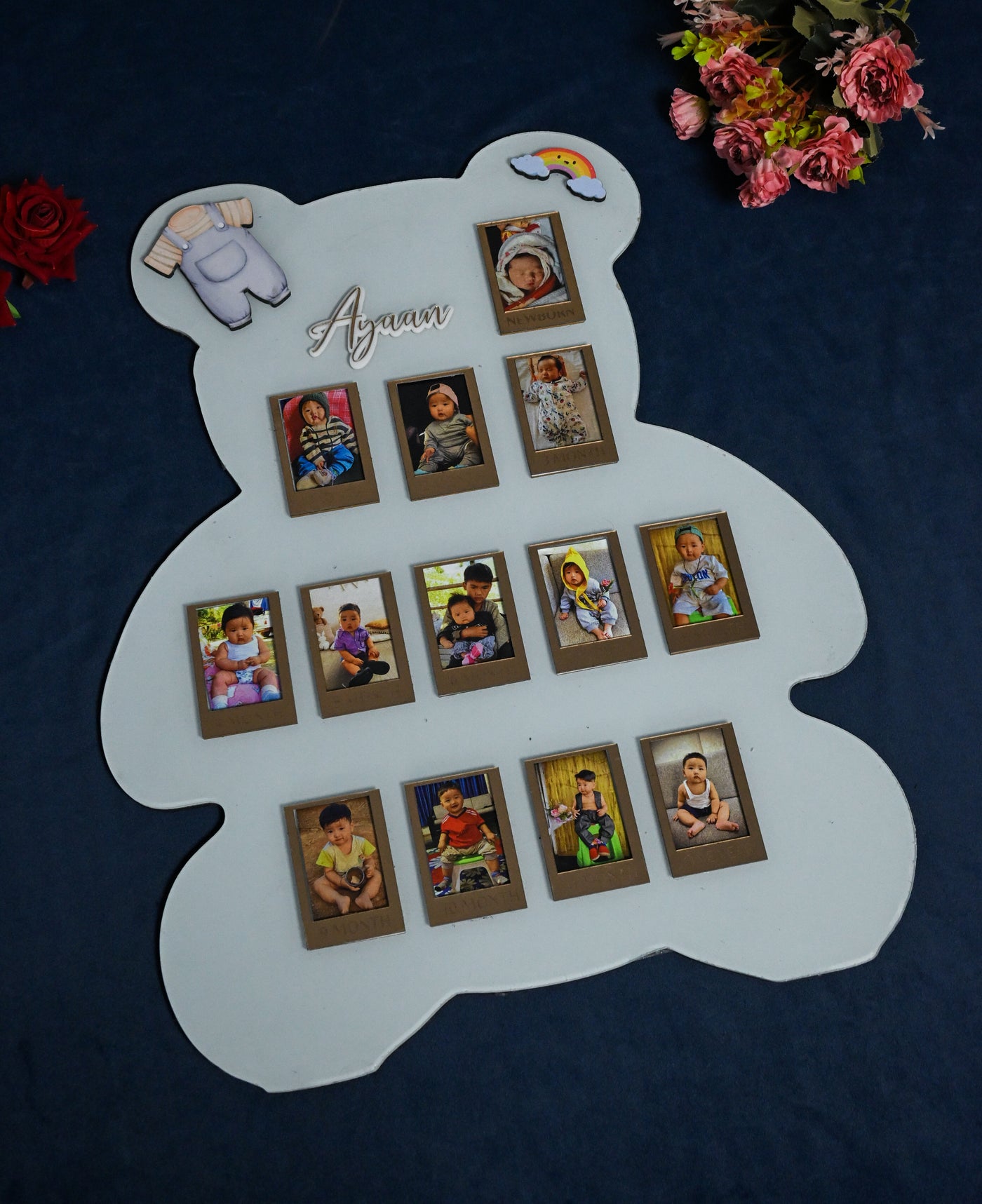 Teddy Baby Photo Board Beige,Maroon,Ice Blue