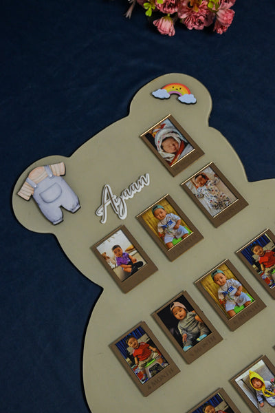 Teddy Baby Photo Board Beige,Maroon,Ice Blue