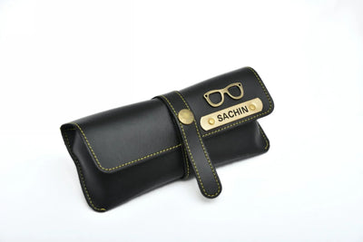 2024 Diwali Combo 5.0 (Classy Hardcover Diary + Faux Leather Keychain with Hook +  Faux Leather Passport Cover +  Faux Leather Eyewear + Unisex Sleek Wallet + Ferrero Rocher + Diya + Dryfruit Jar+ Classic Metal Pen) - Black