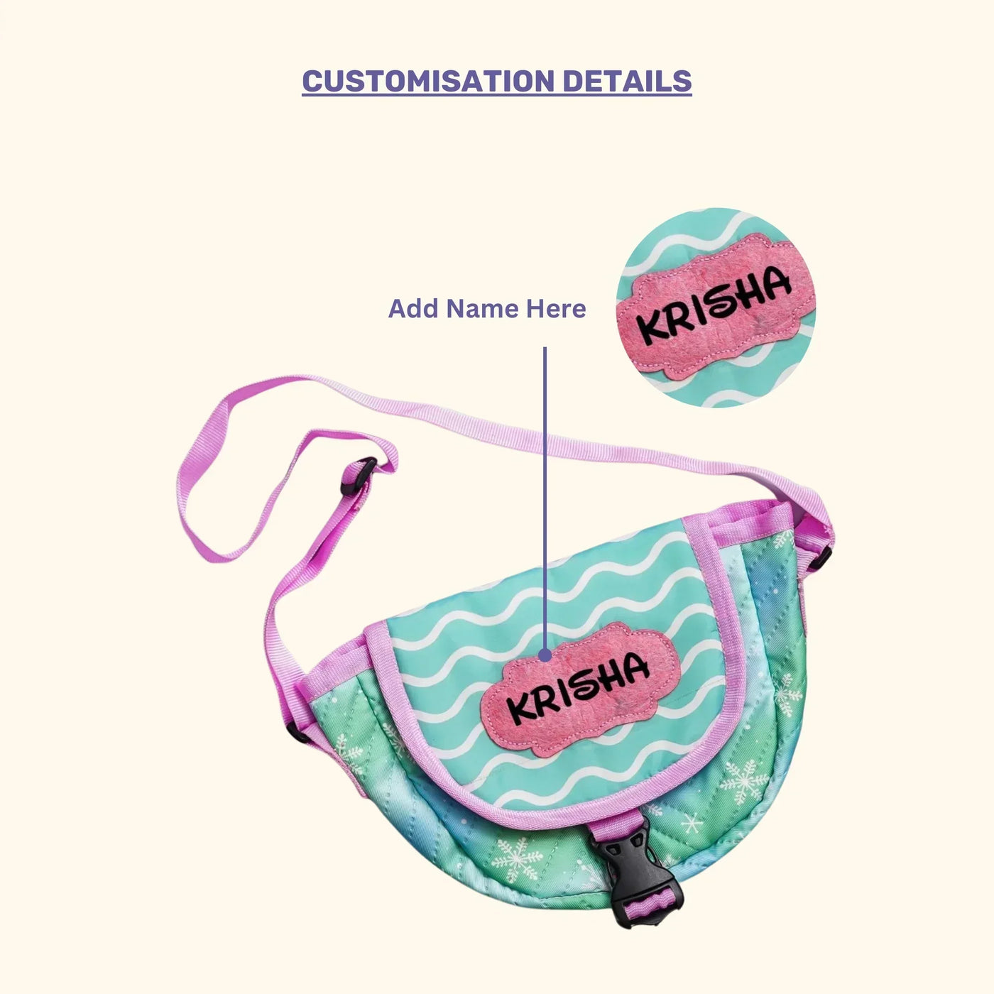 Your Gift Studio Frozen Print Kids Customised Sling Bag (Green)