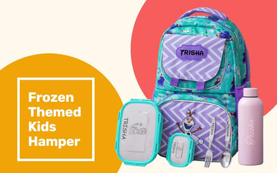 Your Gift Studio Frozen Print Kids Backpack, Tiffin, Fork, Spoon & Bottle Customised Hamper