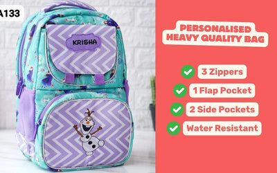 Your Gift Studio Frozen Print Kids Backpack, Tiffin, Fork, Spoon & Bottle Customised Hamper