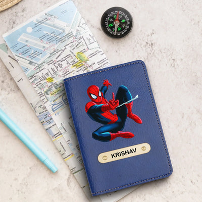 Spiderman Print Personalised Nexon Passport Cover - Blue
