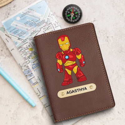 Iron Man Print Personalised Nexon Passport Cover - Tan