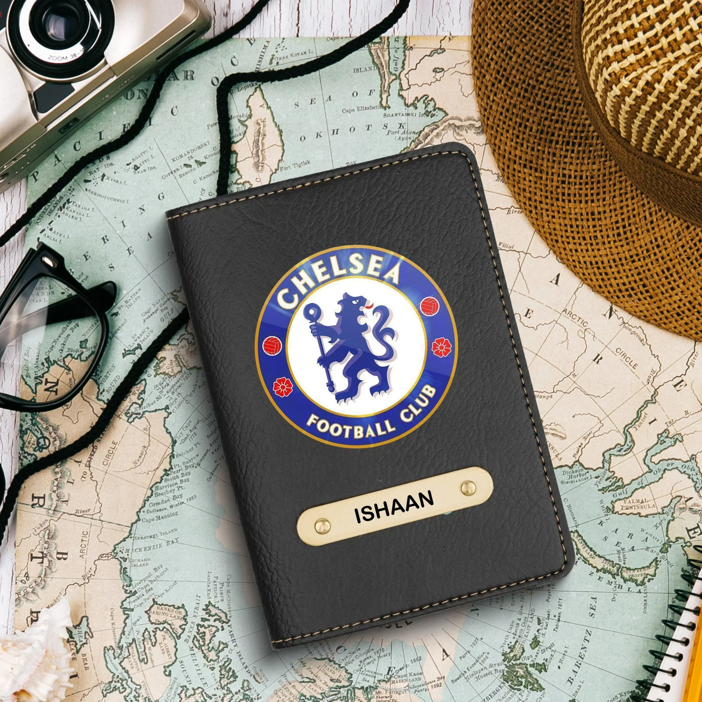 Chelsea Print Personalised Nexon Passport Cover - Black