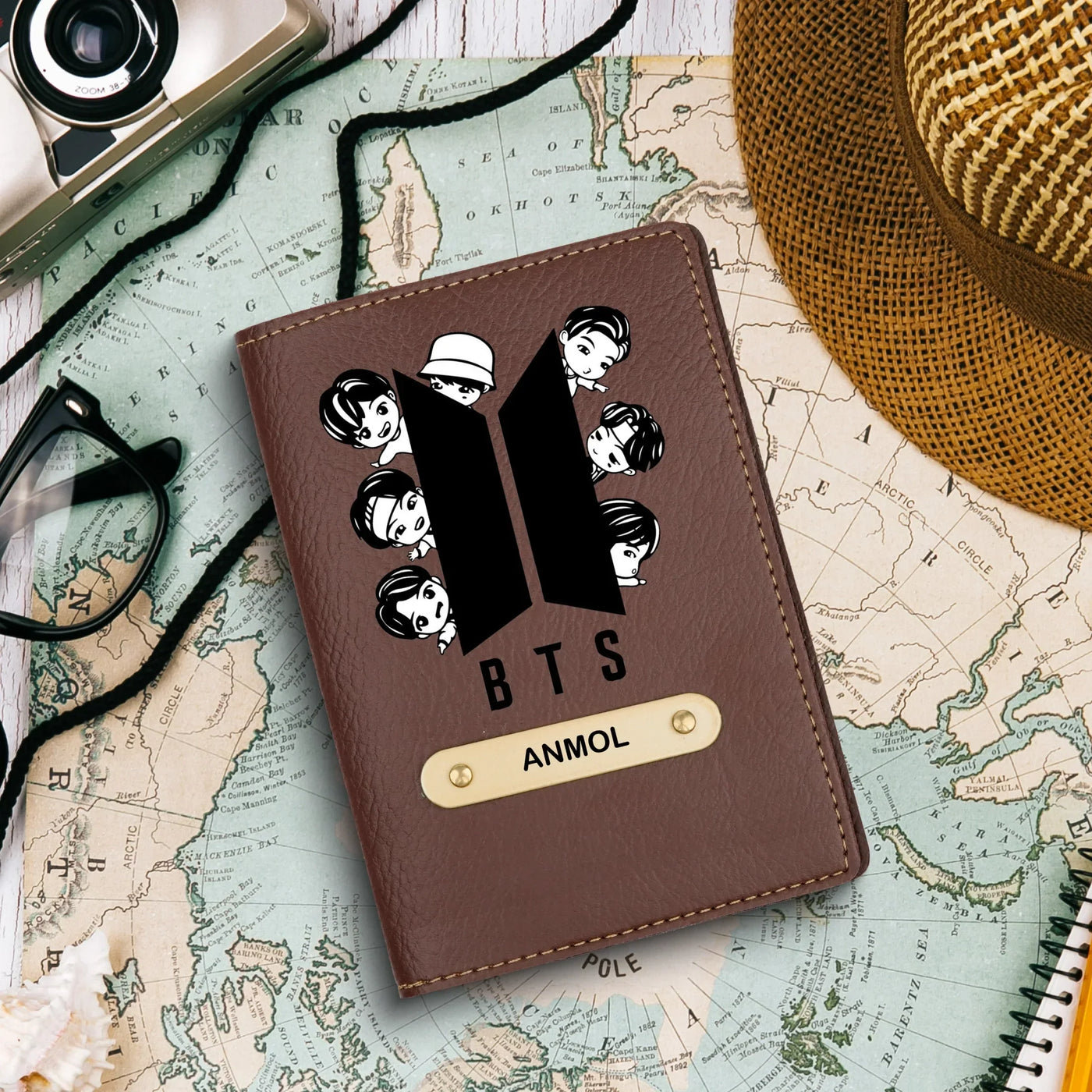 BTS Print Personalised Nexon Passport Cover - Brown
