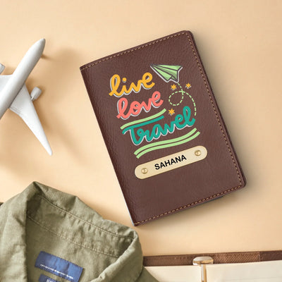 Travel Print Personalised Nexon Passport Cover 3 - Tan