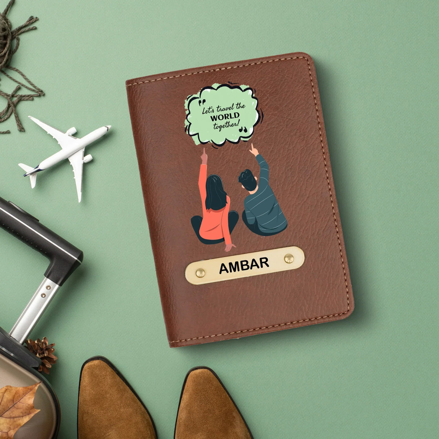 Travel Print Personalised Nexon Passport Cover 5 - Brown