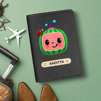 Cocomelon Print Personalised Nexon Passport Cover - Olive Green