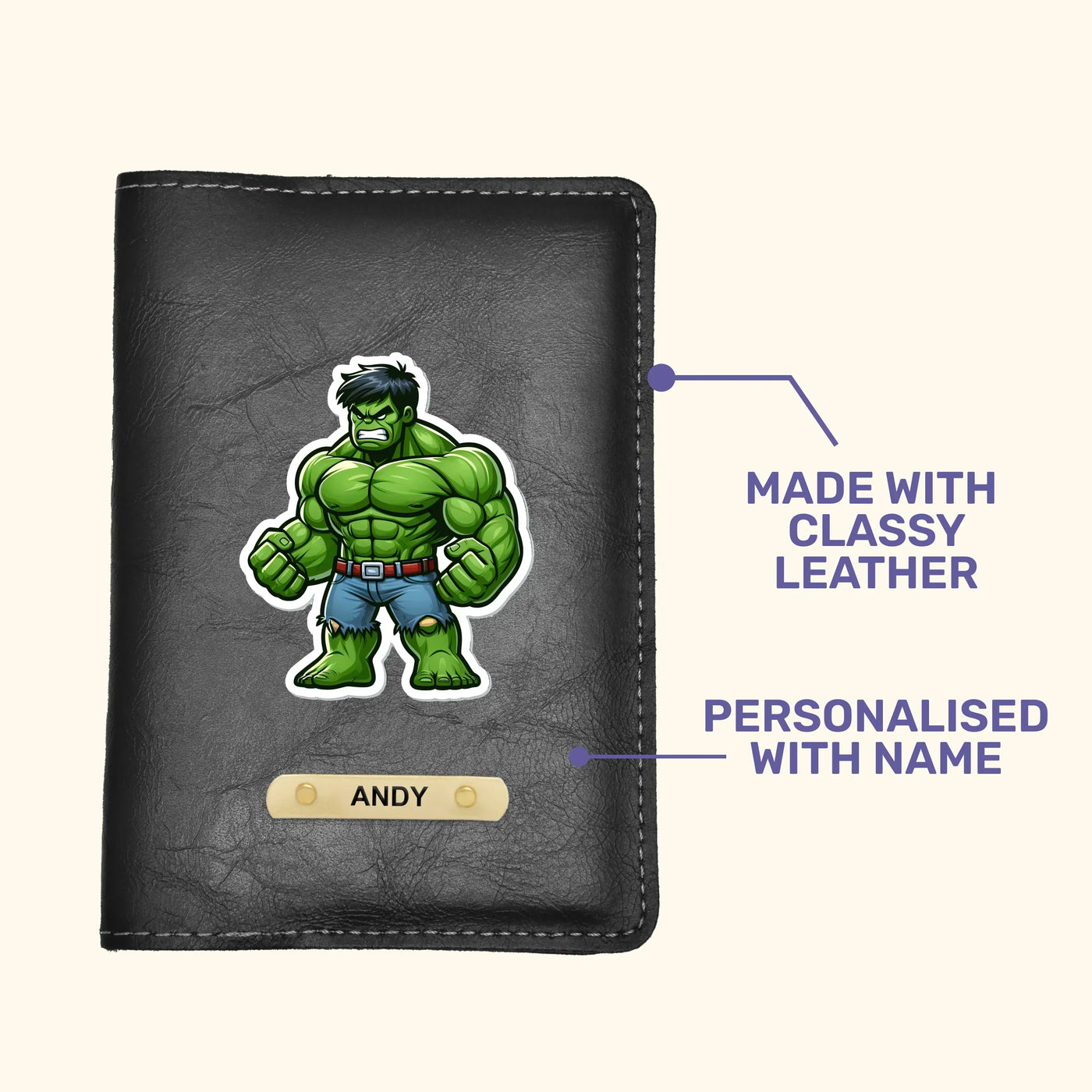 Hulk Print Personalised Nexon Passport Cover - Black