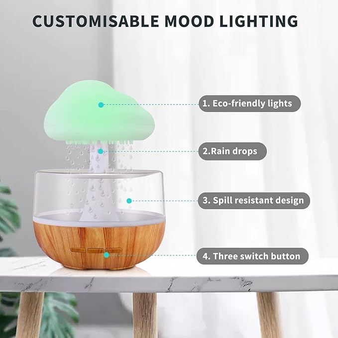 Rain Cloud Humidifier LED Lamp With Raindrop Sound