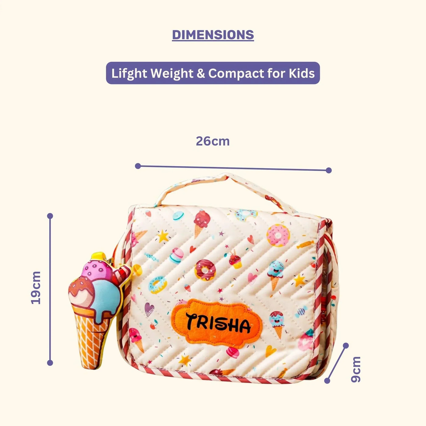 Your Gift Studio Ice Cream-Themed Customised Multipurpose Travel Kit For Kids (Orange)