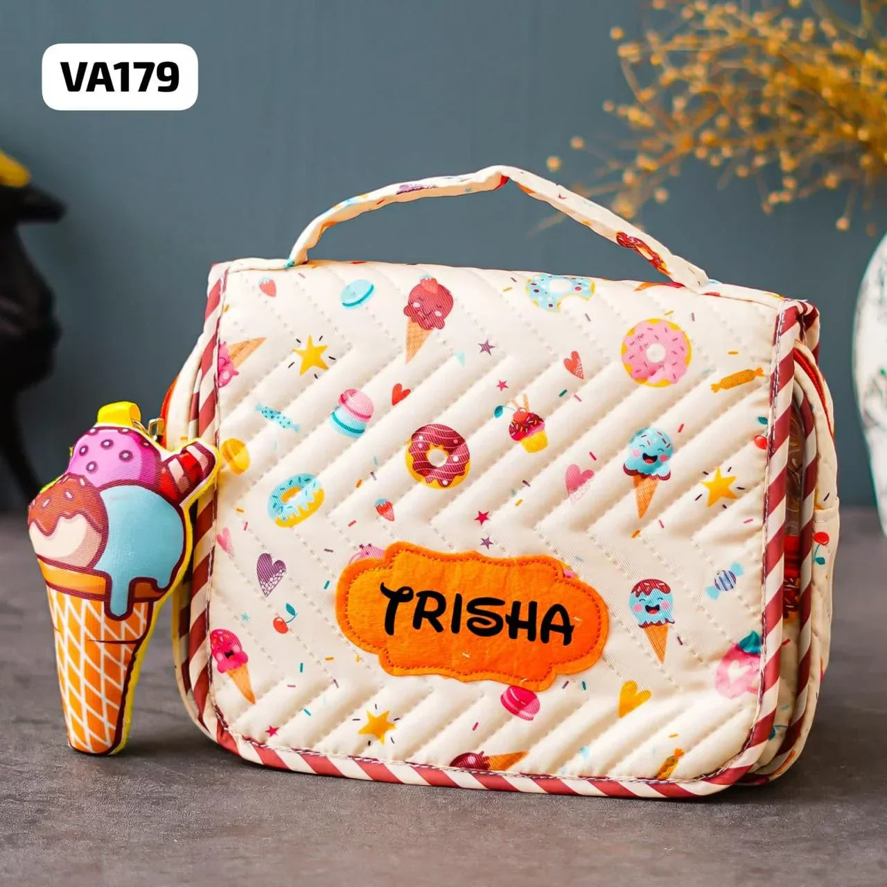 Your Gift Studio Ice Cream-Themed Customised Multipurpose Travel Kit For Kids (Orange)